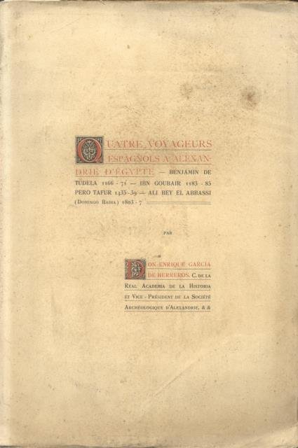 QUATRE VOYAGEURS ESPAGNOLS A ALEXANDRIE D'EGYPTE. Benjamin de Tudela, 1166-1171; … | Immagine principale
