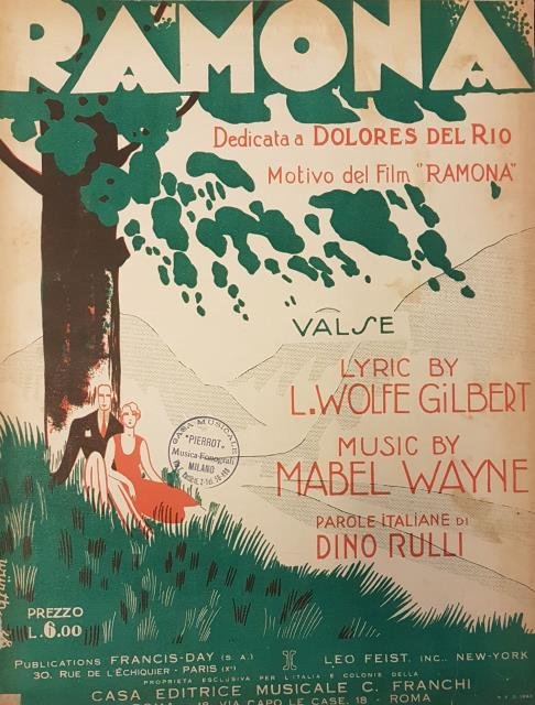 RAMONA. Motivo del film "Ramona". Valse per Canto e Piano. …