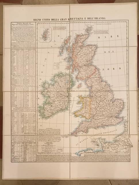 REGNO UNITO DELLA GRAN BRETAGNA E DELL'IRLANDA. Carta topografica originale …