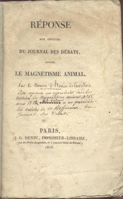 Réponse aux articles du "Journal des débats" contre le magnétisme …