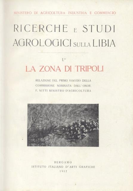 RICERCHE E STUDI AGROLOGICI SULLA LIBIA. Volume I [unico pubblicato]: … | Immagine principale