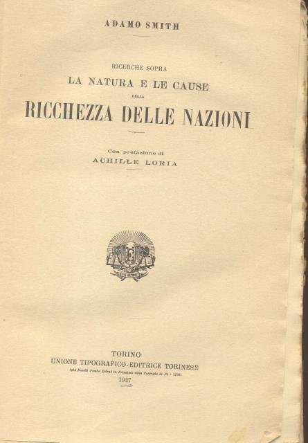 RICERCHE SOPRA LA NATURA E LE CAUSE DELLA RICCHEZZA DELLE … | Immagine principale