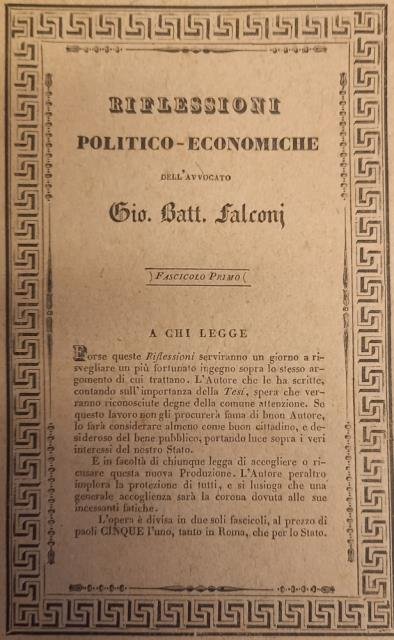 Riflessioni politico-economiche sopra i rapidi Cenni dell'avv. Alessandro Farricelli sull'incaglio …