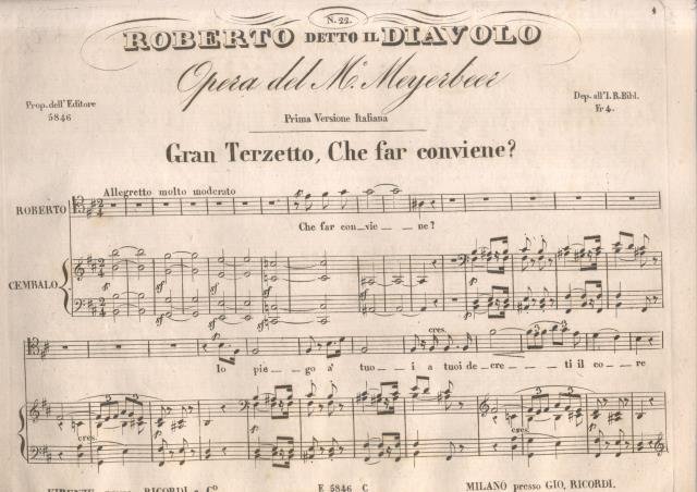 ROBERTO IL DIAVOLO (1831). Gran Terzetto "Che far conviene?" Per …
