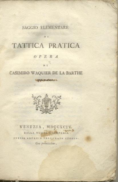 SAGGIO ELEMENTARE DI TATTICA PRATICA.