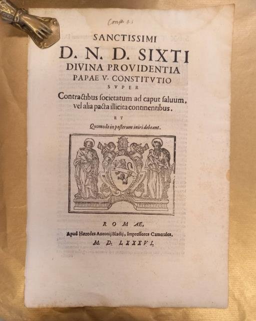 Sanctissimi D.N.D. Sixti divina providentia Papae V Constitutio super contractibus …