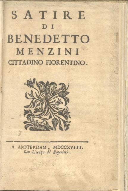 SATIRE DI BENEDETTO MENZINI CITTADINO FIORENTINO.
