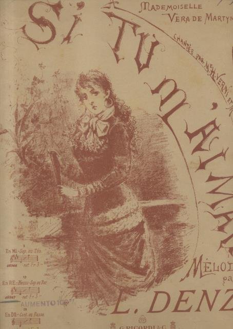 SI TU M'AIMAIS! Melodia per Mezzo Soprano o Baritono, cantata …