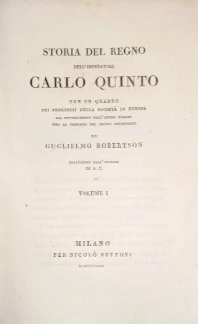 STORIA DEL REGNO DELL'IMPERATORE CARLO V. Con un quadro dei … | Immagine principale