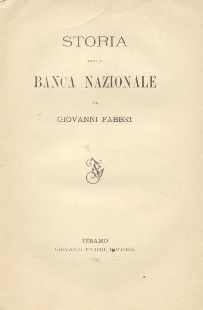 STORIA DELLA BANCA NAZIONALE. | Immagine principale