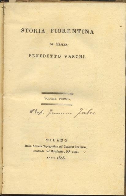 STORIA FIORENTINA. 1803-1804.