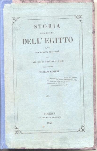 STORIA FISICA E POLITICA DELL'EGITTO. Dalle prime memorie de' suoi …
