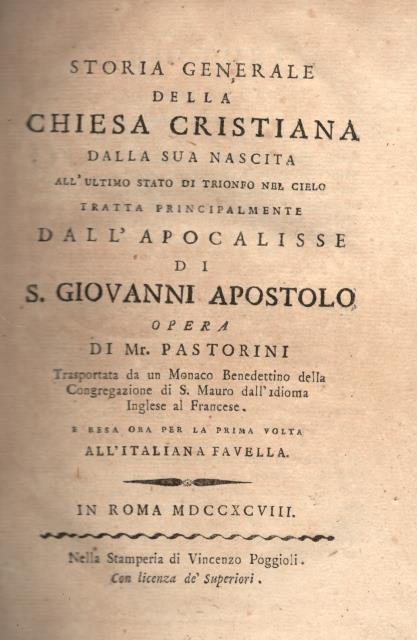 STORIA GENERALE DEL CHIESA CRISTIANA. Dalla sua nascita all'ultimo stato …