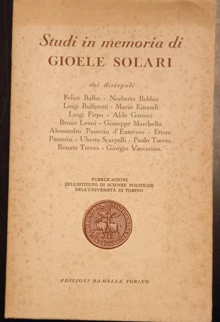 STUDI IN MEMORIA DI GIOELE SOLARI.