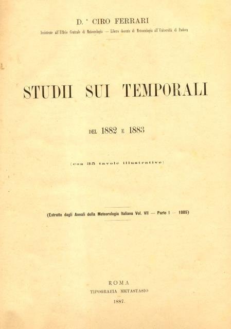STUDII SUI TEMPORALI DEL 1882 E 1883.