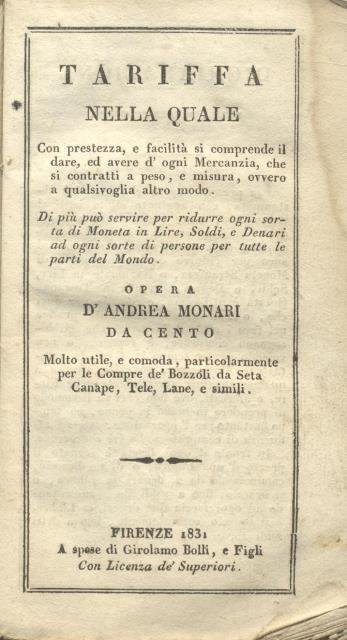 TARIFFA NELLA QUALE CON PRESTEZZA, E FACILITA' SI COMPRENDE IL …
