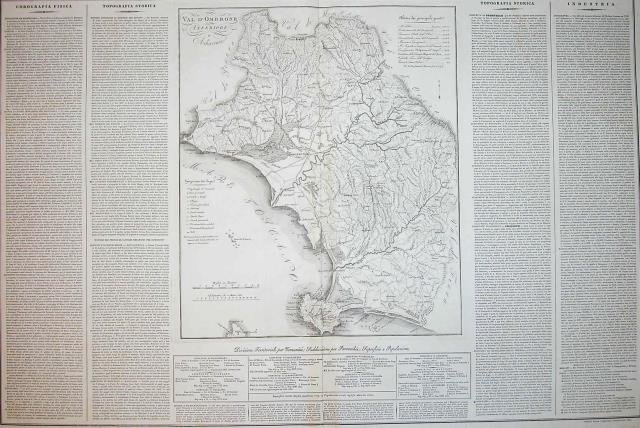 TAVOLA GEOGRAFICA, FISICA E STORICA DELLA VAL D'ELSA E DELLE ADIACENZE. Tavola XIII dall'"Atlante del Granducato di Toscana" di Attilio Zuccagni Orlandini.