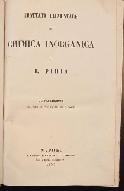 TRATTATO ELEMENTARE DI CHIMICA INORGANICA.