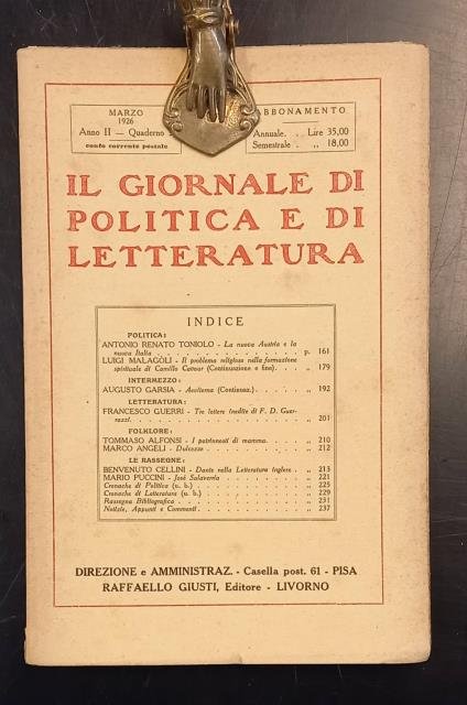 TRE LETTERE INEDITE DI F.D. GUERRAZZI. Saggio contenuto in "Il …