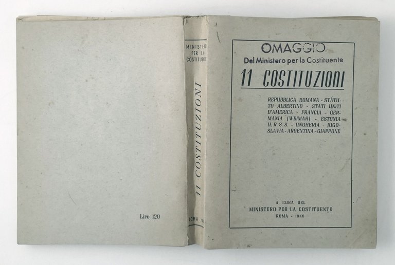 11 COSTITUZIONI a cura del Ministero per la Costituente 1946 …