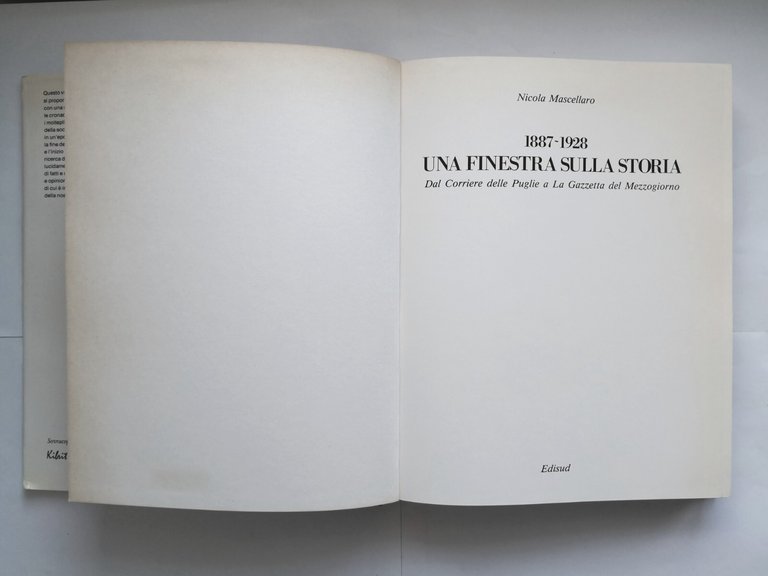 1887 1928 UNA FINESTRA SULLA STORIA di Nicola Mascellaro 1988 …
