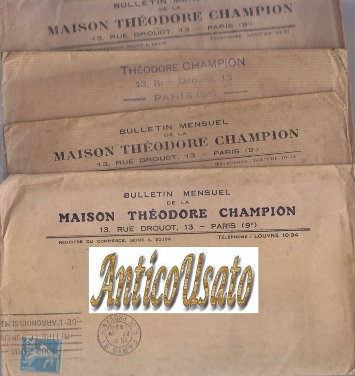 47 numeri BULLETIN MENSUEL DE LA MAISON THEODORE CHAMPION 1922 …