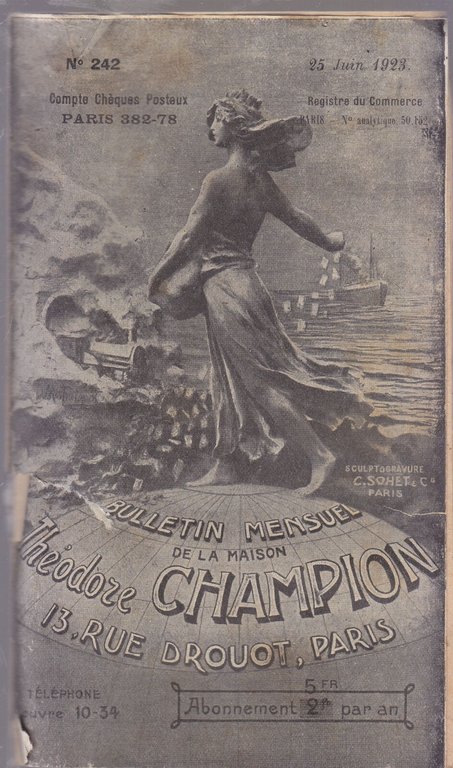 47 numeri BULLETIN MENSUEL DE LA MAISON THEODORE CHAMPION 1922 …
