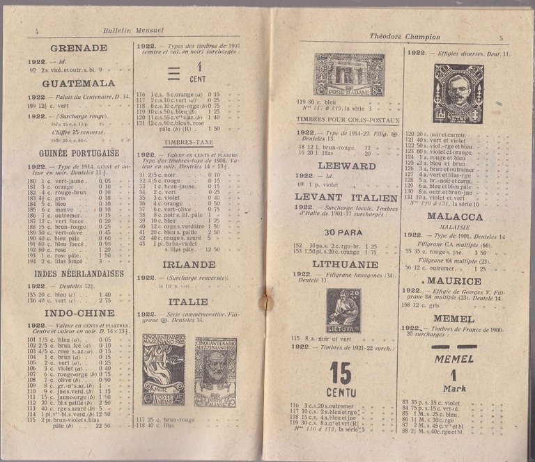 47 numeri BULLETIN MENSUEL DE LA MAISON THEODORE CHAMPION 1922 …