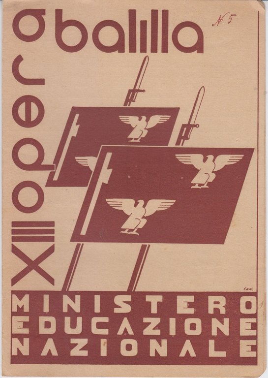 5 PAGELLE SCOLASTICHE FASCISTE Opera Nazionale Balilla 1931 1936 ONB …