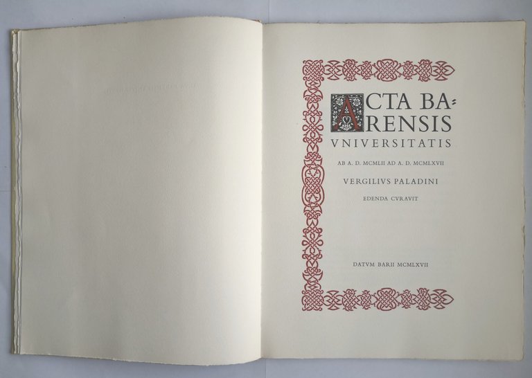 ACTA BARENSIS UNIVERSITATIS di Vergilivs Paladini 1967 Adriatica 1952 1967 …