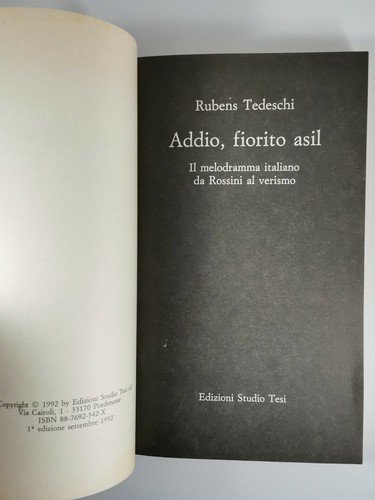ADDIO FIORITO ASIL melodramma italiano da Rossini al verismo di …