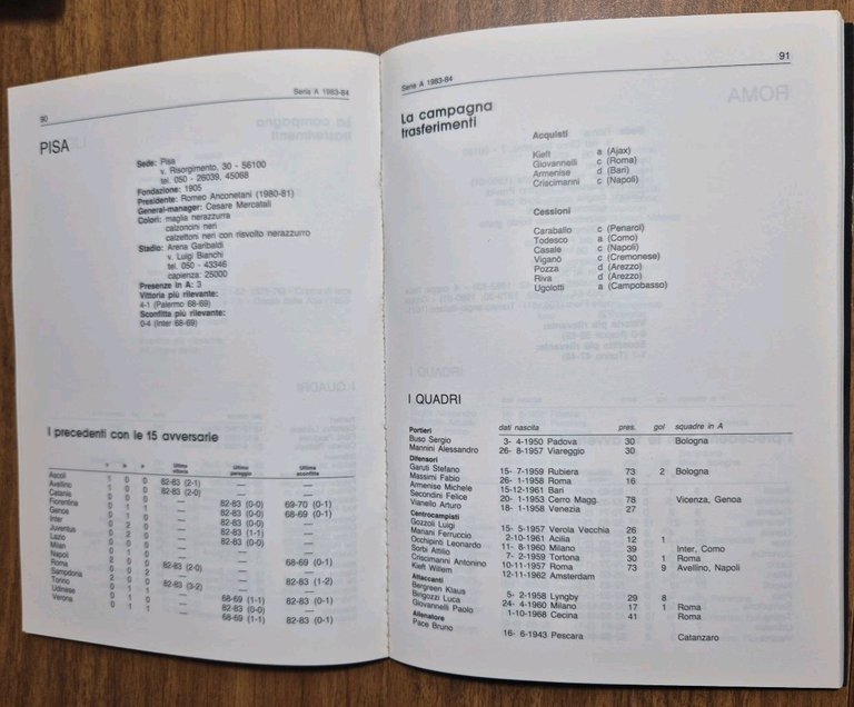 AGENDA STATISTICA DEL CALCIO di Silvano Pierpaolo Tauceri 1983 A84 …