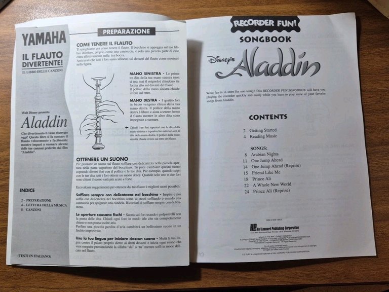 ALADDIN songbook with easy instructions Walt Disney Libro Spartito per …