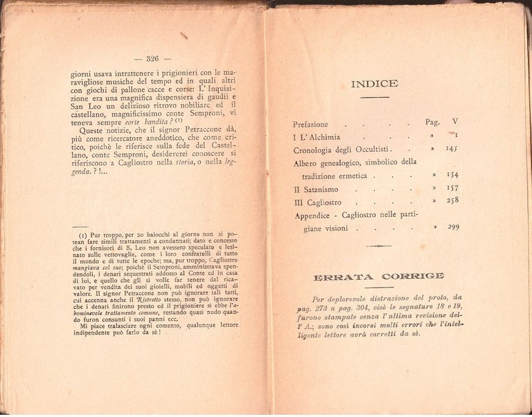 ALCHIMIA SATANISMO CAGLIOSTRO di Borrelli 1914 Società editrice Partenopea Libro