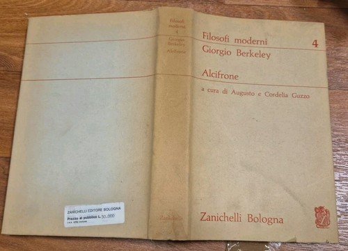 ALCIFRONE di Giorgio Berkeley 1963 Zanichelli editore - filosofi moderni …