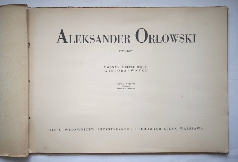 ALEKSANDER ORLOWSKI 1777 1832 Biuro Wydawnictw Artystycznych i Ludowych 1953