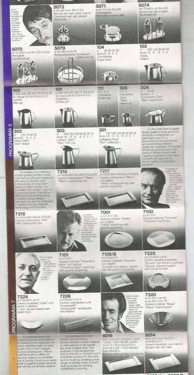 ALESSI design depliant pubblicitario TUTTI I PROGRAMMI ALL PROGRAMS 1970 …