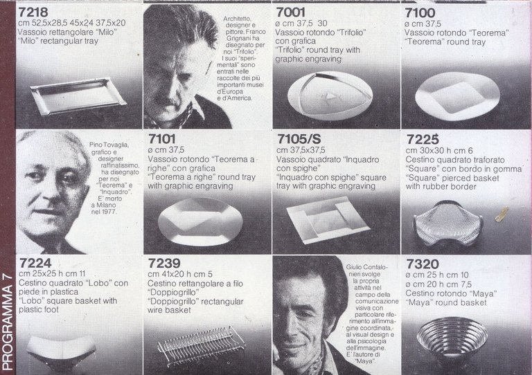 ALESSI design depliant pubblicitario TUTTI I PROGRAMMI ALL PROGRAMS 1970 …