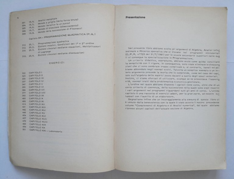 ALGEBRA ANALISI RICERCA OPERATIVA di Maino Pedrazzi 1987 Zanichelli Libro