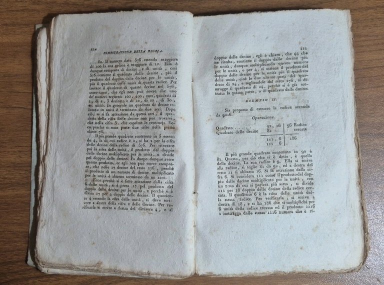 ALGEBRA di Giovanni Rodriguez 1815 Istituto Politecnico militare Libro antico