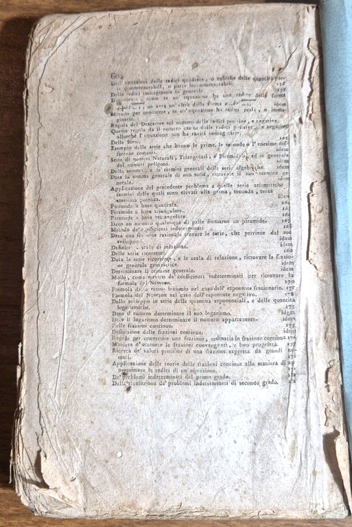 ALGEBRA di Giovanni Rodriguez 1815 Istituto Politecnico militare Libro antico