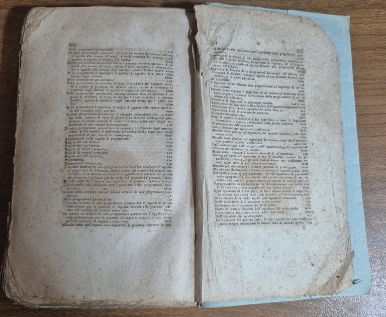 ALGEBRA di Giovanni Rodriguez 1815 Istituto Politecnico militare Libro antico