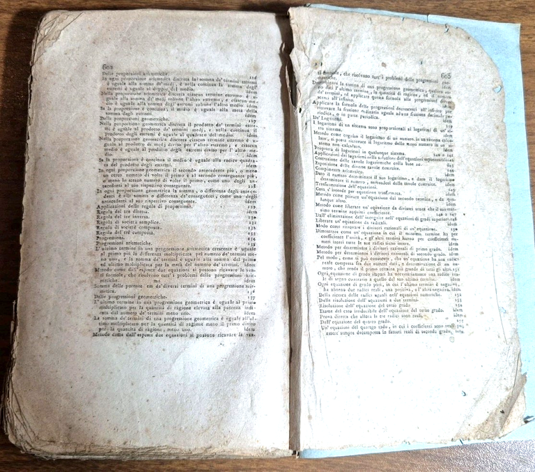 ALGEBRA di Giovanni Rodriguez 1815 Istituto Politecnico militare Libro antico