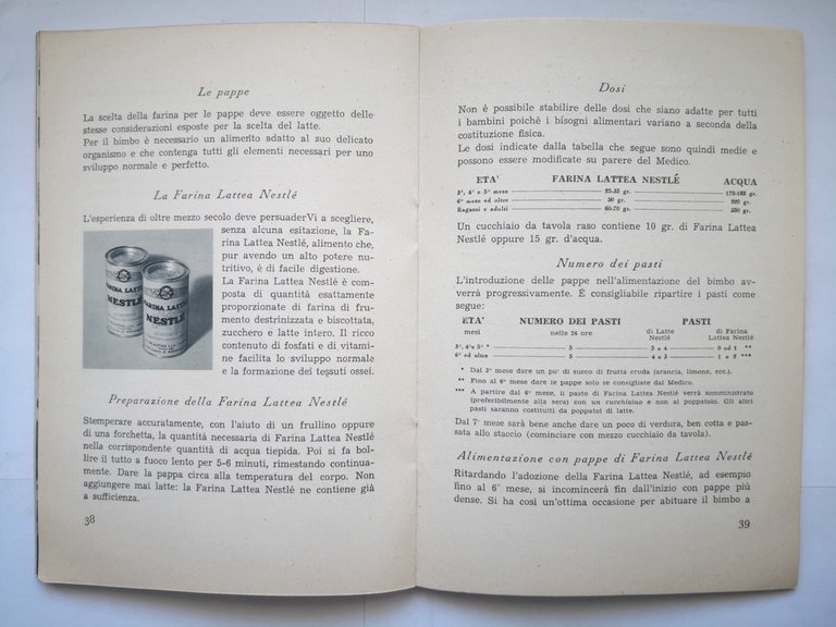 ALLE GIOVANI MAMME Nestlè guida allevamento bambino 1949 La Prealpina …
