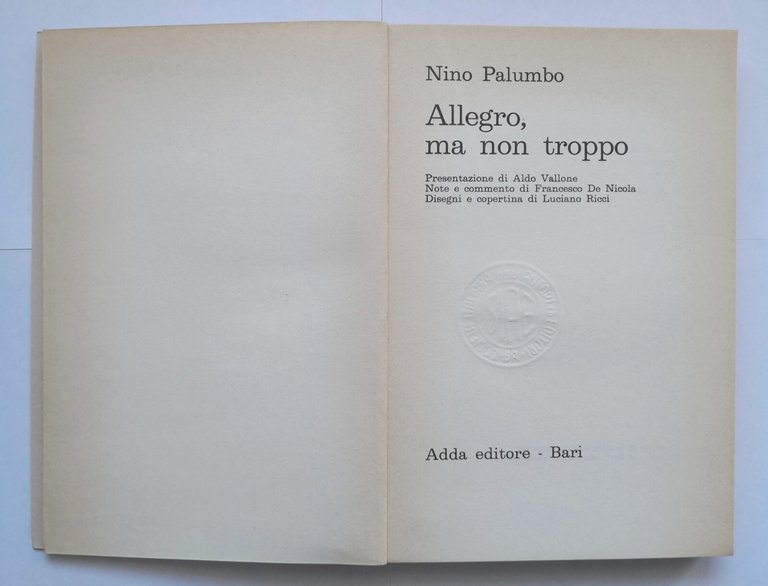 ALLEGRO MA NON TROPPO di Nino Palumbo 1976 Adda Libro …