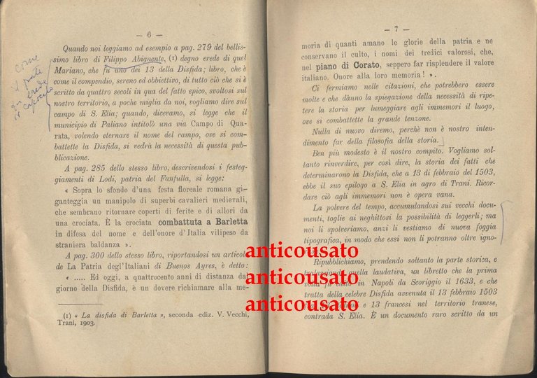ALTRI DOCUMENTI INEDITI DISFIDA DEI TREDICI di Gioia 1931 Trani …