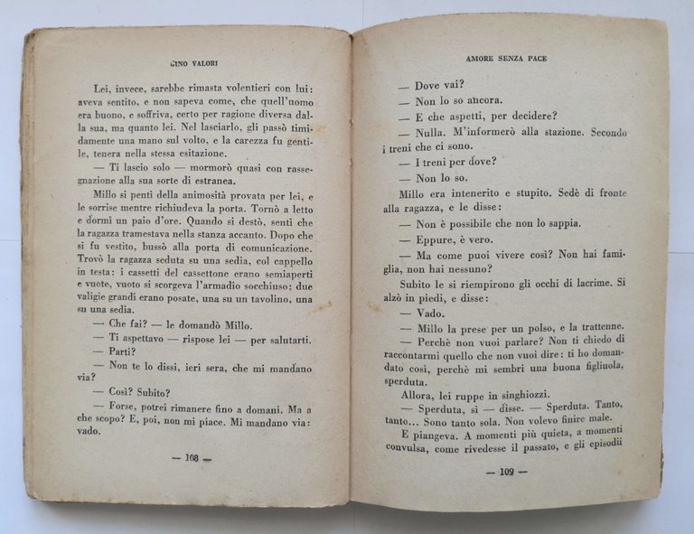 AMORE SENZA PACE di Gino Valori 1942 Edizioni SACSE Libro …