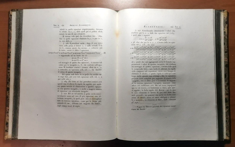 ANALISI ALGEBRICA ELEMENTARE Volume I di Vincenzo FLAUTI 1830 Libro …