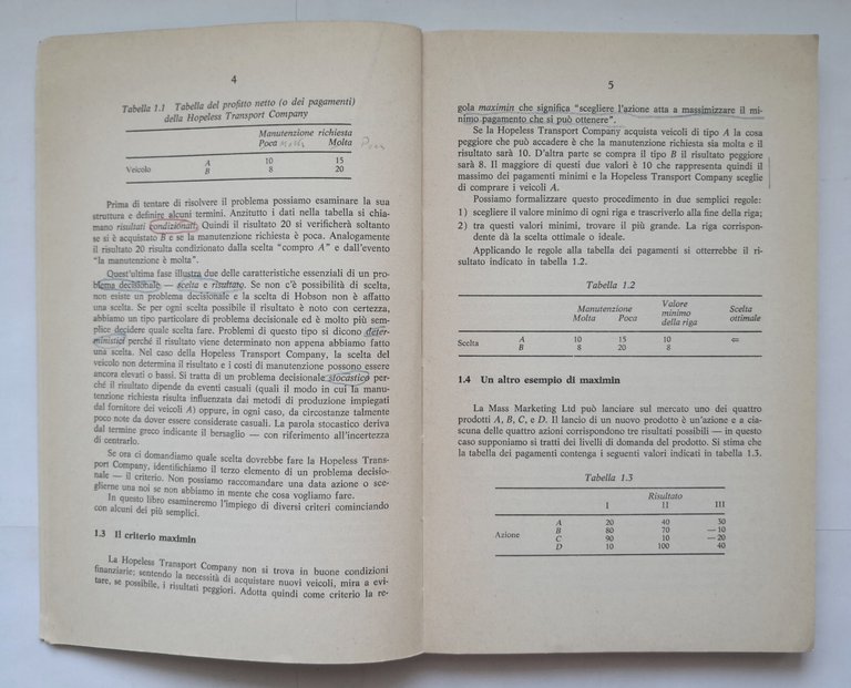 ANALISI DELLE DECISIONI di Coyle 1974 libro economia direzione aziendale