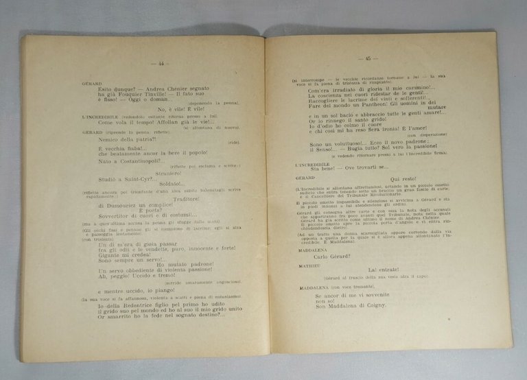 ANDREA CHENIER di Umberto Giordano 1951 Casa Musicale Sonzogno libretto …